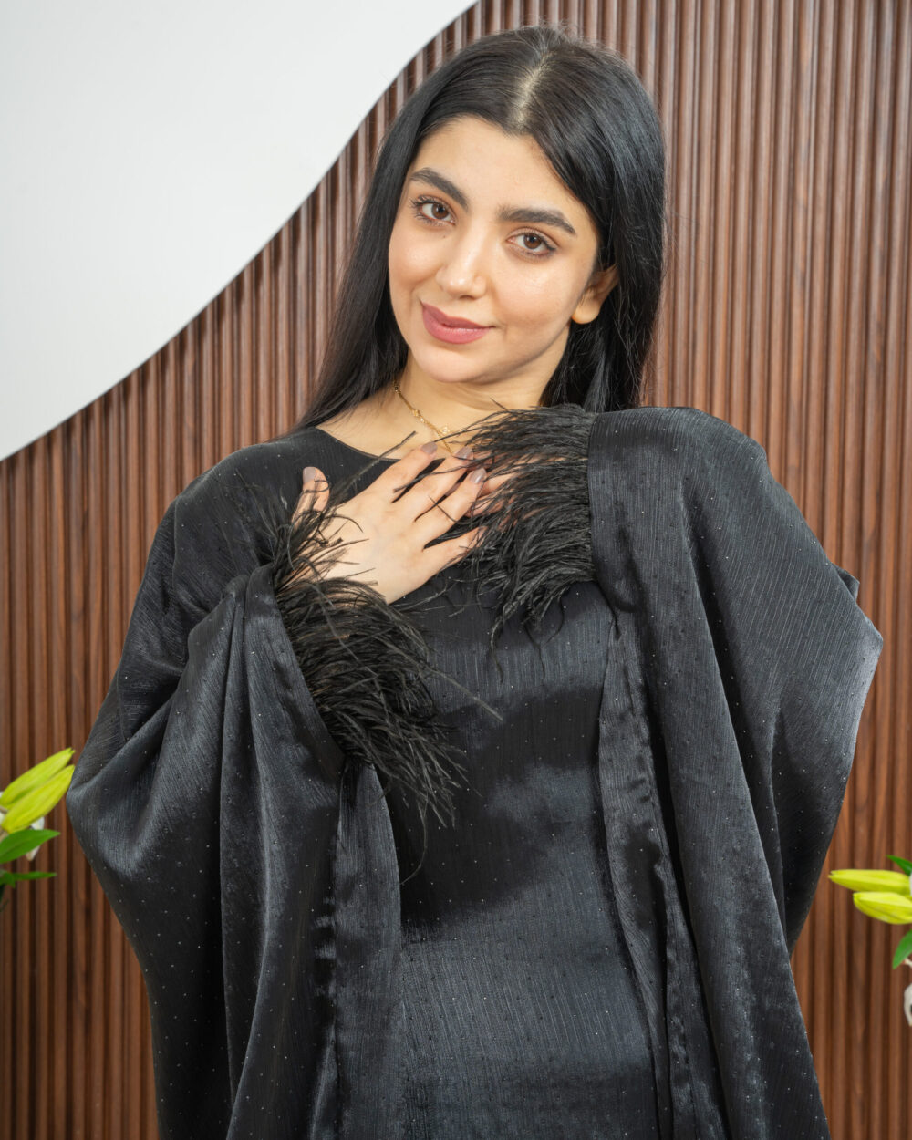 butter fly kaftan black with stone - Image 2