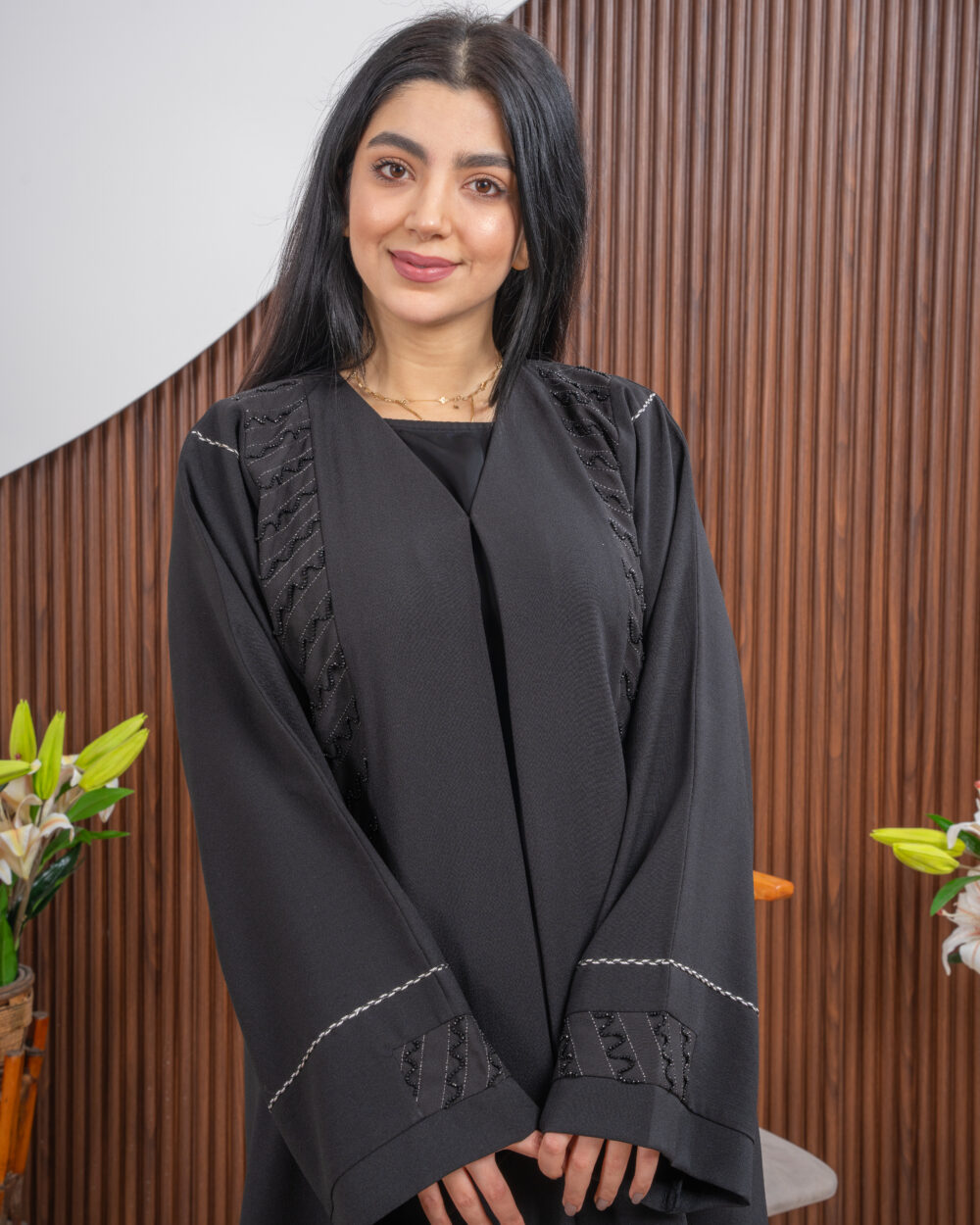 ZAINA black embrodry abaya - Image 3