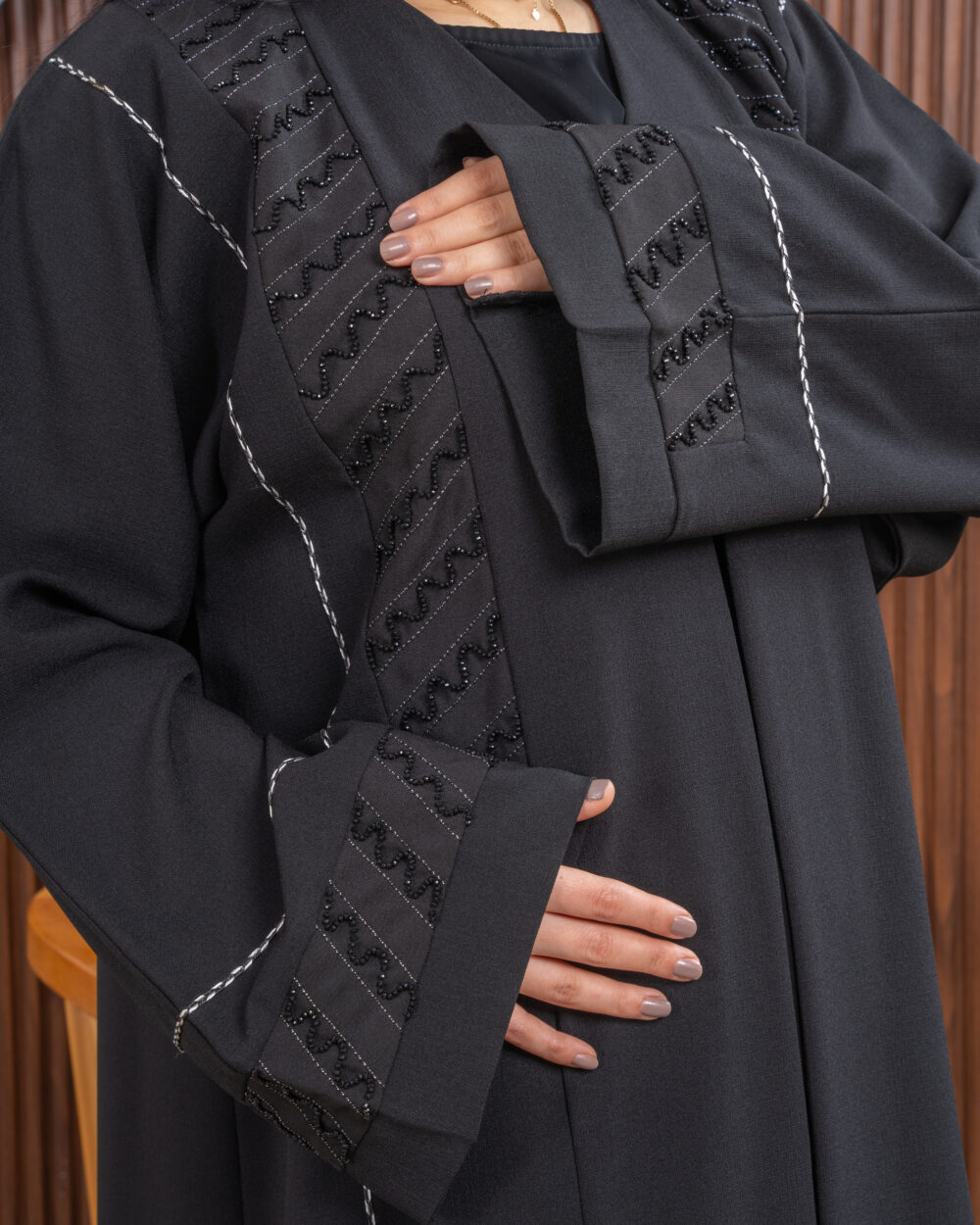 ZAINA black embrodry abaya - Image 2