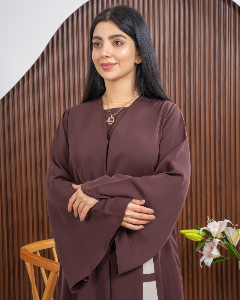 Super line abaya nidha maroon - Image 4