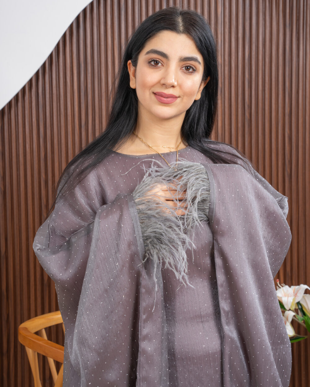 Butter fly kaftan grey - Image 2