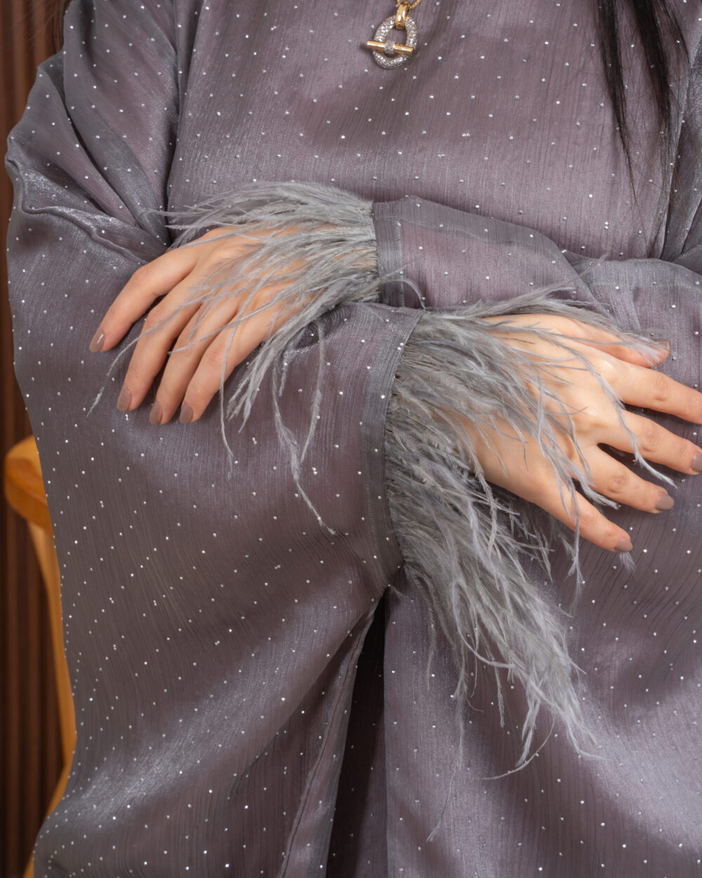 Butter fly kaftan grey - Image 3